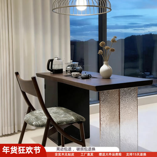 现代简约实木茶桌阳台家用多功能带储物柜茶台小户型泡茶桌椅组合