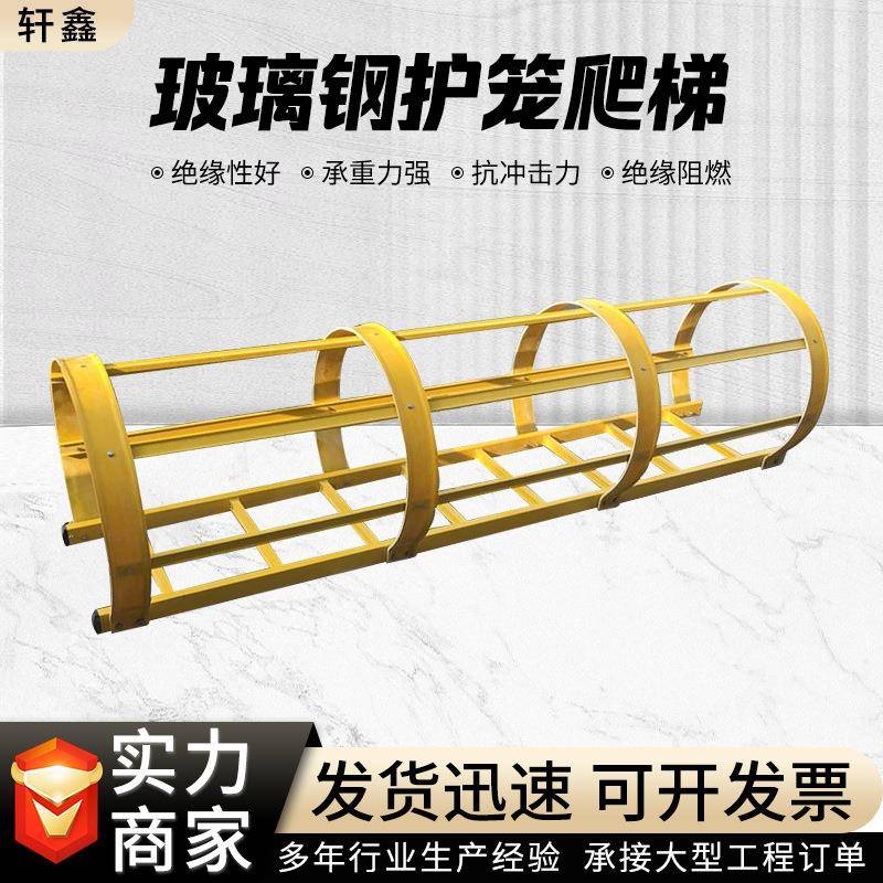 玻璃钢爬梯护笼施工外墙登高检修玻璃钢直梯厂家楼顶安全梯子