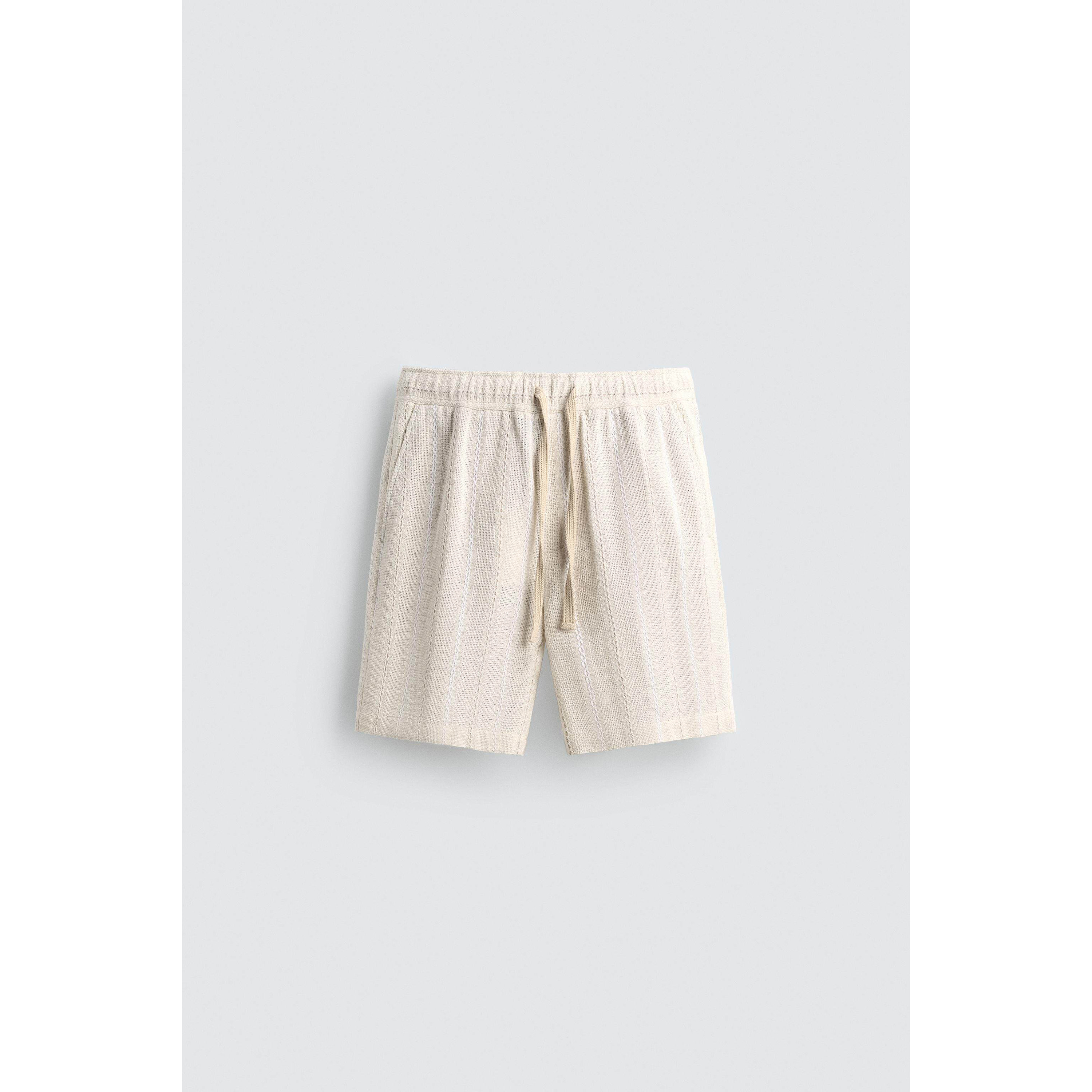 柜309！ZA26春夏新品 男装 宽松几何图形提花休闲短裤4382152 712