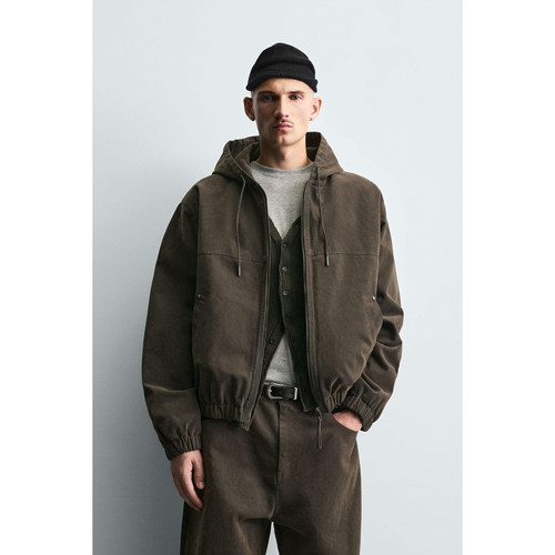 ZA 2025 冬季新品 男装 宽松连帽长毛绒棉服夹克外套 8281440 505