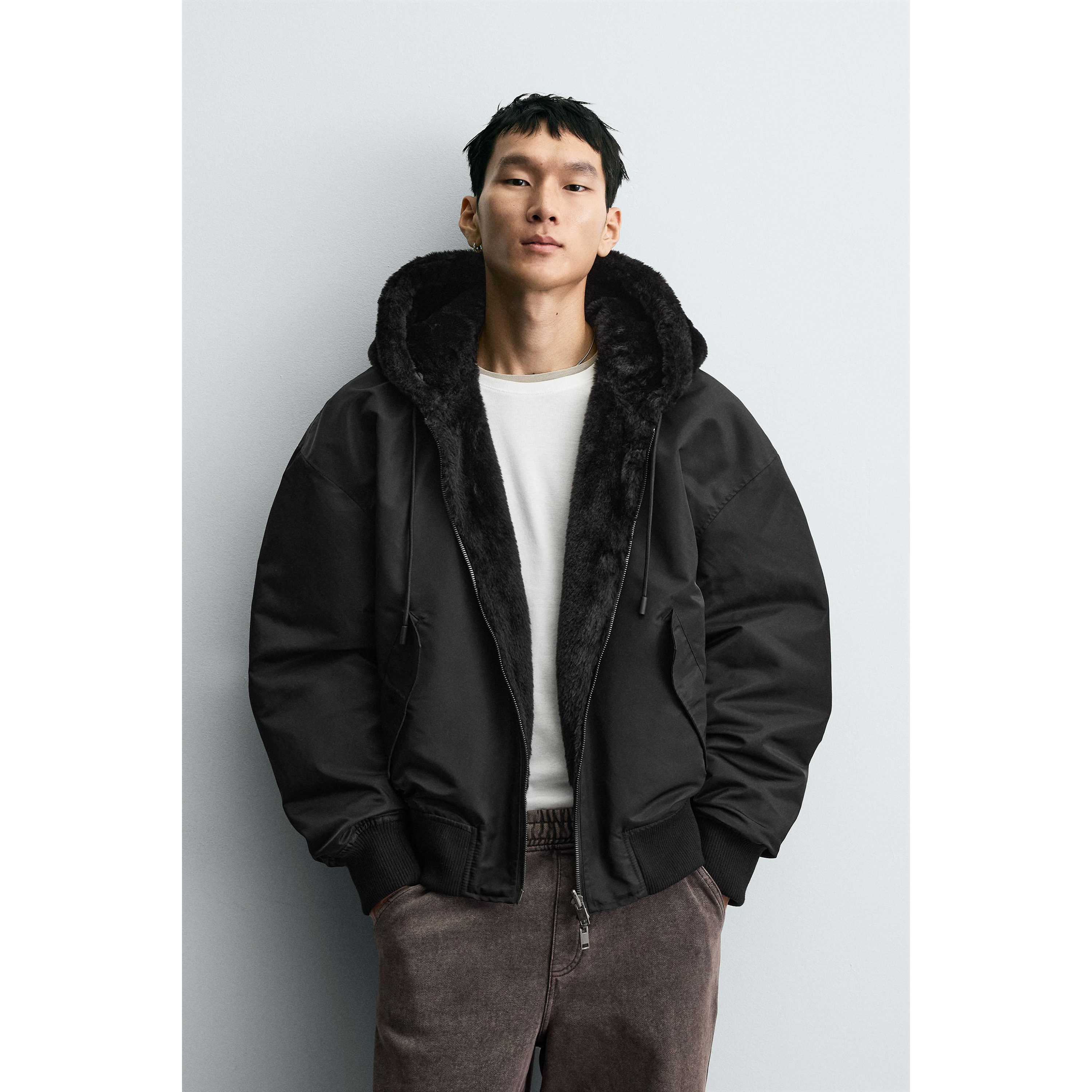 ZA 2025 秋季新品 男装 人造毛可双面飞行员夹克外套 0993400 800