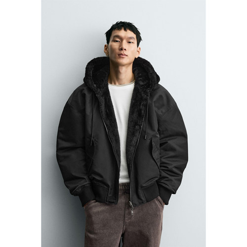 ZA 2025 秋季新品 男装 人造毛可双面飞行员夹克外套 0993400 800