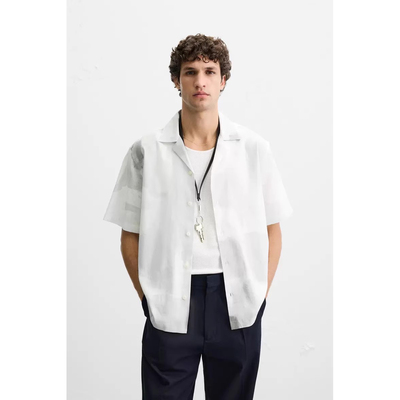 2025新品 夏季新品 男装 垂性面料休闲印花短袖衬衫 4225300 802