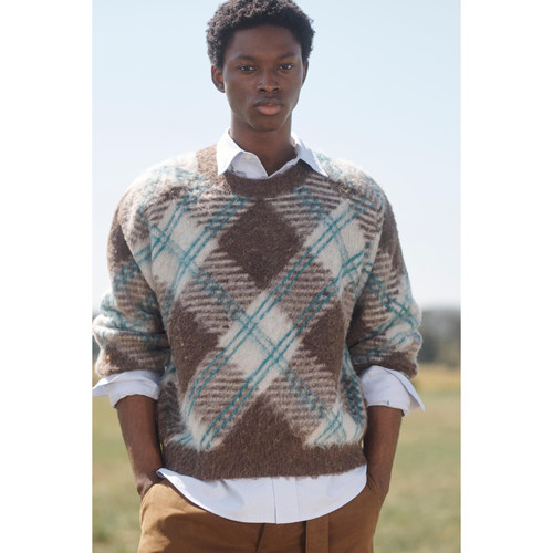 柜549！ZA 冬季新品 男装 图案提花休闲针织衫厚毛衣 4938307 406