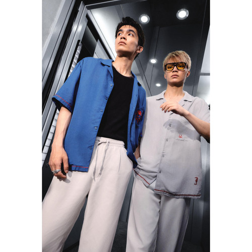 柜429！ZA 夏季新品 男装 宽松版撞色刺绣衬衫 3772323 446