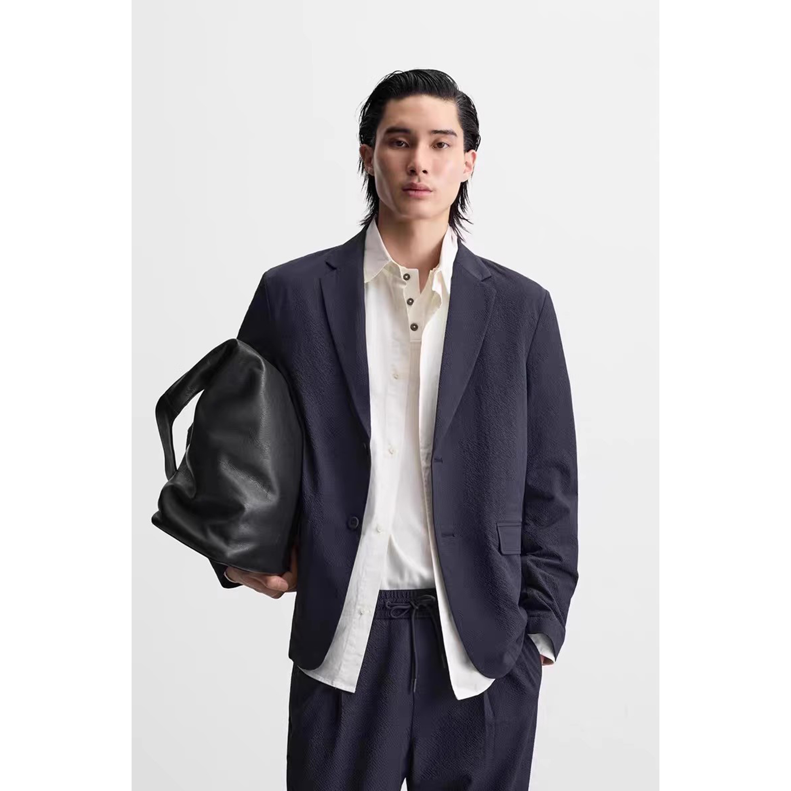 2025新品 春季新品 男装 泡泡纱宽松质感休闲西装外套7380550 401