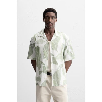 25春季新品 男装 印花修身直筒休闲舒适简约短袖衬衫 5679306