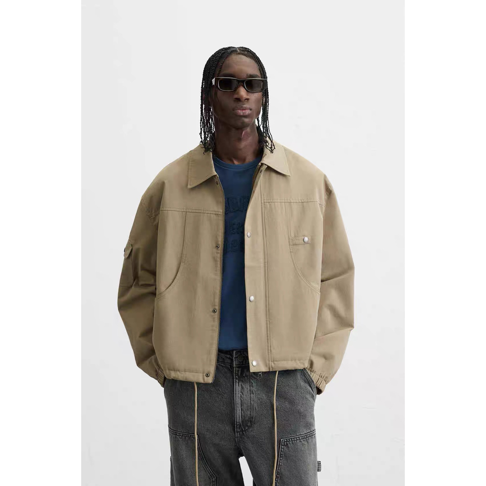 ZA秋季新品男装 棉质口袋饰宽松版型工装休闲夹克外套0155360 450