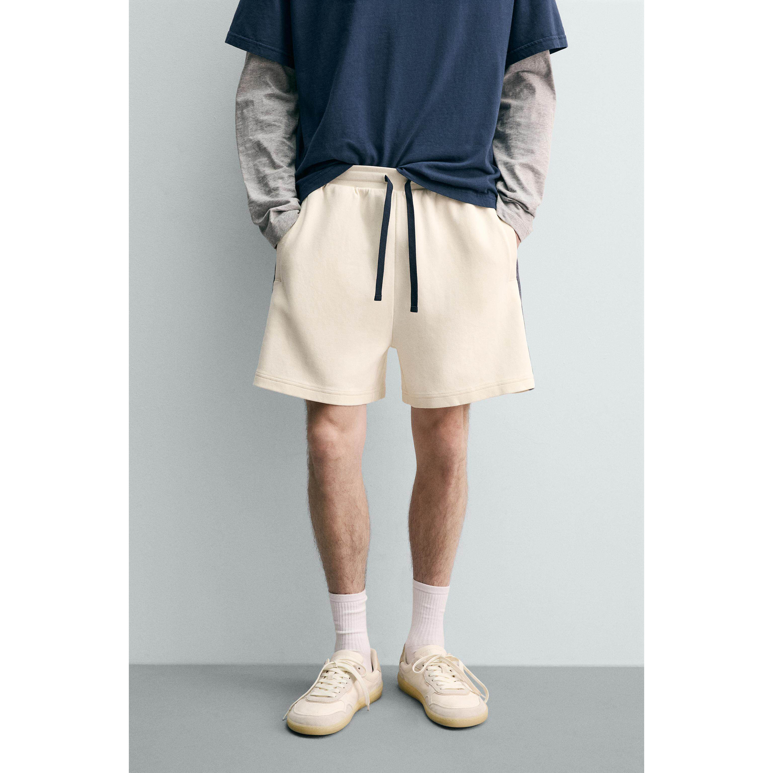 柜299！ZA夏季新品男装 撞色条纹慢跑式水洗休闲短裤 4092446 251