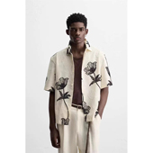 0794105 2025新款 016 男装 棉质宽松休闲撞色刺绣衬衫 夏季 新品