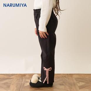 秋季 装 上新 mine 饰缎带侧面开衩弹力裤 Lycee