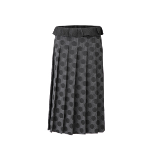 NATURAY 波点百褶裙半身裙罩裙女低腰显瘦复古叠穿两穿 原创一片式