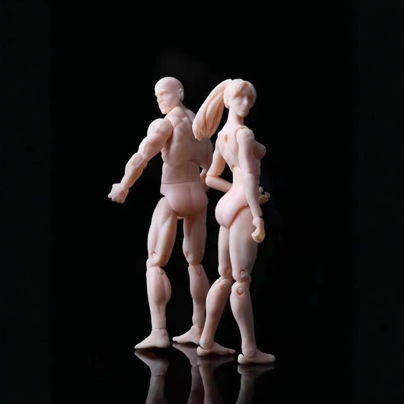 男女素体3.75寸版本灰色肤关节可动公仔绘画工具国产手办摆件模型
