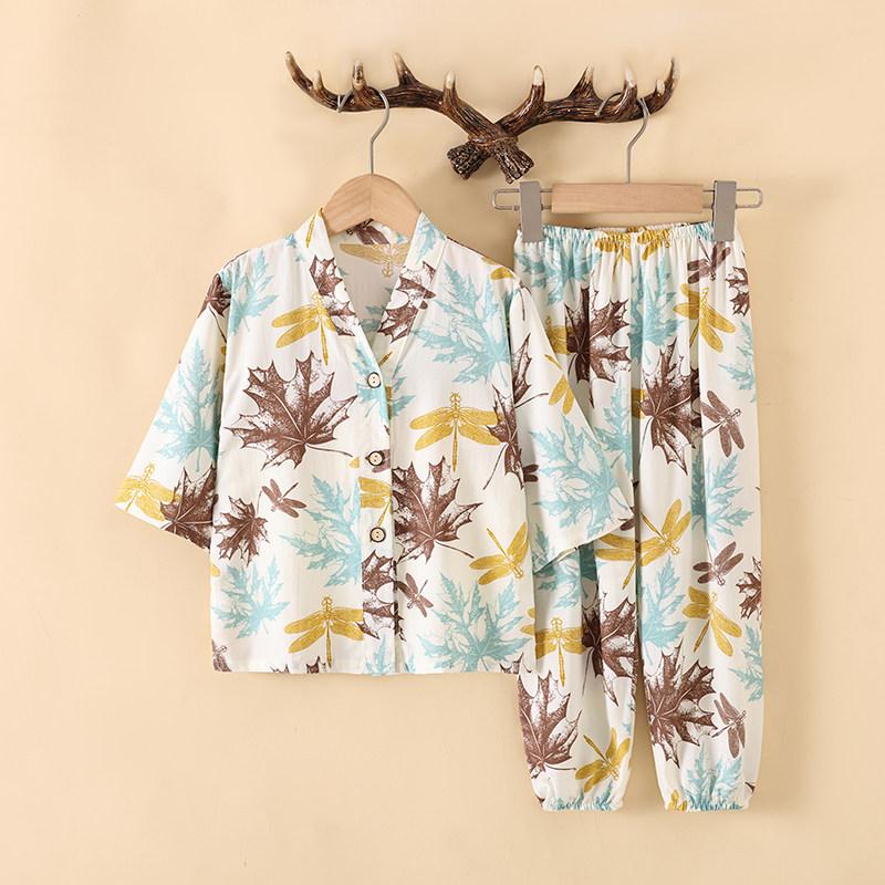 夏季棉绸儿童薄款家居服套装
