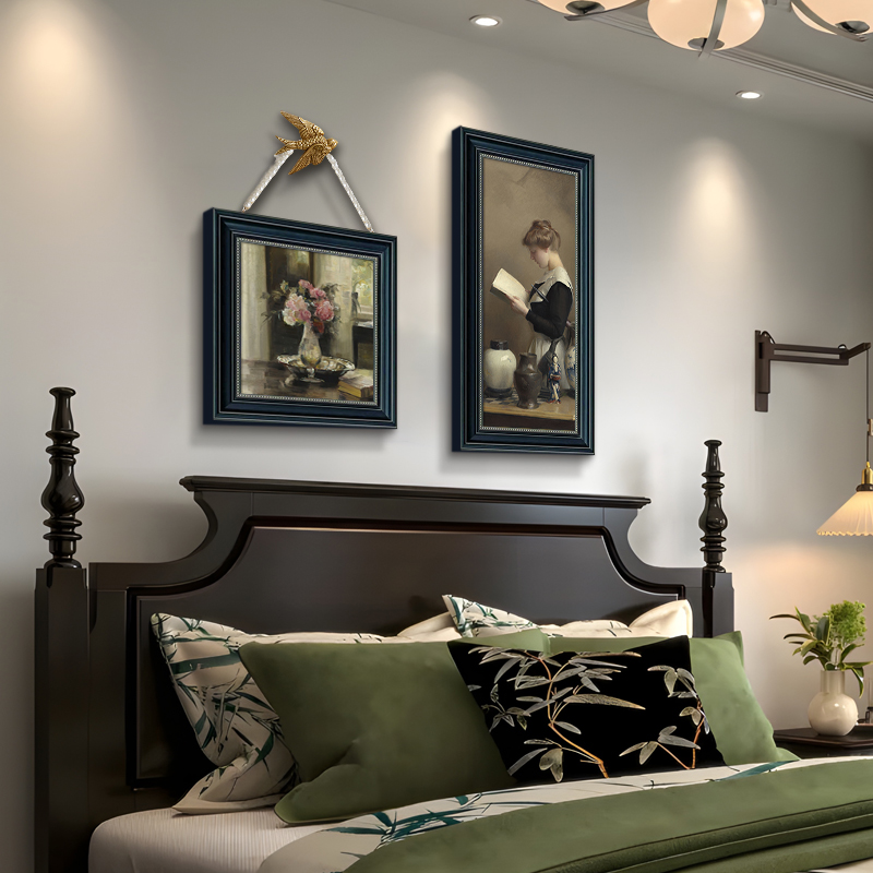 法式轻奢卧室床头装饰画小