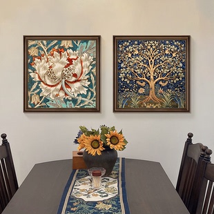 美式 墙面壁画复古油画客厅沙发背景墙挂画高级感 餐厅装 饰画欧式