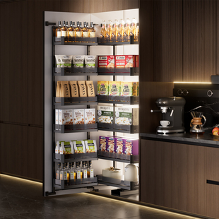 梦隅大怪物零食拉篮橱柜开门式 高柜联动置物架零食柜大容量收纳架