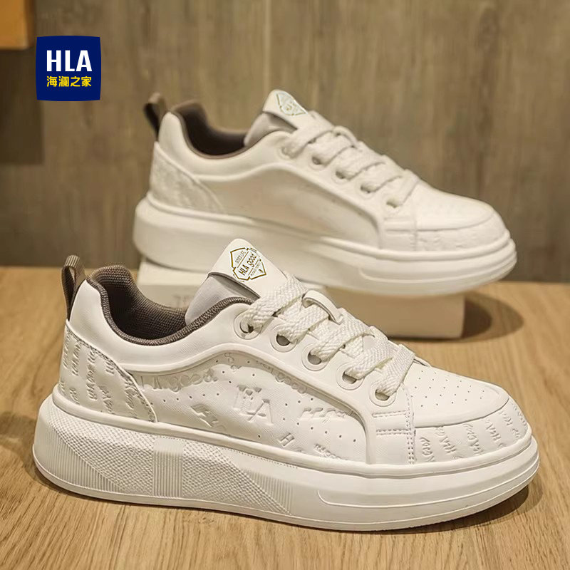 海澜之家鞋子男春季运动休闲高级感小白板鞋百搭潮流增高厚底潮鞋