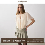 SukiBySuki 抽褶镂空雪纺法式披肩上衣不规则下摆轻薄外搭小衫