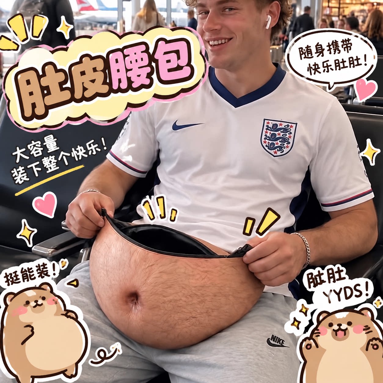 仿真肚皮腰包男士假肚子大肚腩啤酒肚快速反应出国防盗零钱手机包