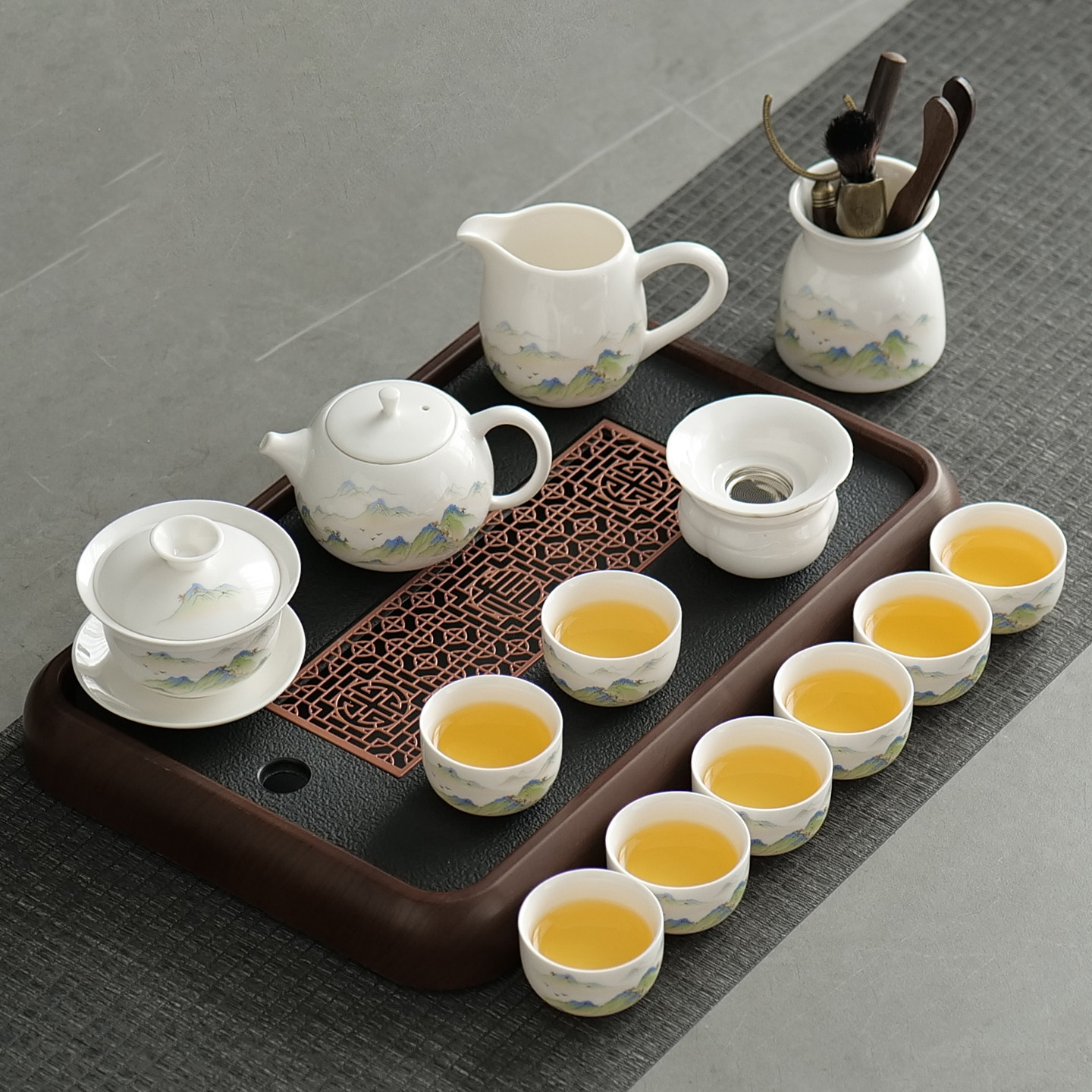 2025白瓷功夫茶具套装家用轻奢高档办公室整套泡茶壶便携式茶杯