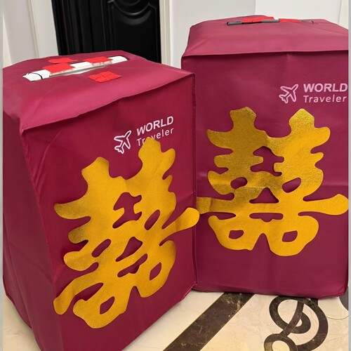 行李箱罩结婚红色diy喜字贴纸