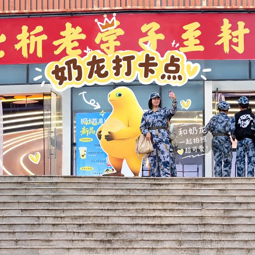 大学吉祥物！等身奶龙立牌奶蛙人形牌送站立支架抽象整蛊打卡摆件