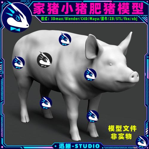 家猪公母猪小猪3D模型素材文件