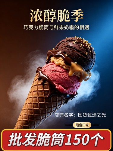 商用加厚冰淇淋蛋筒甜筒脆皮筒雪糕冰激凌脆桶蛋托蛋卷热奶宝脆筒
