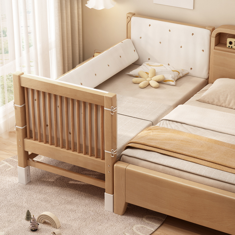 实木拼接床可升降护栏儿童床大人可睡宝宝床可定制床边加宽婴儿床