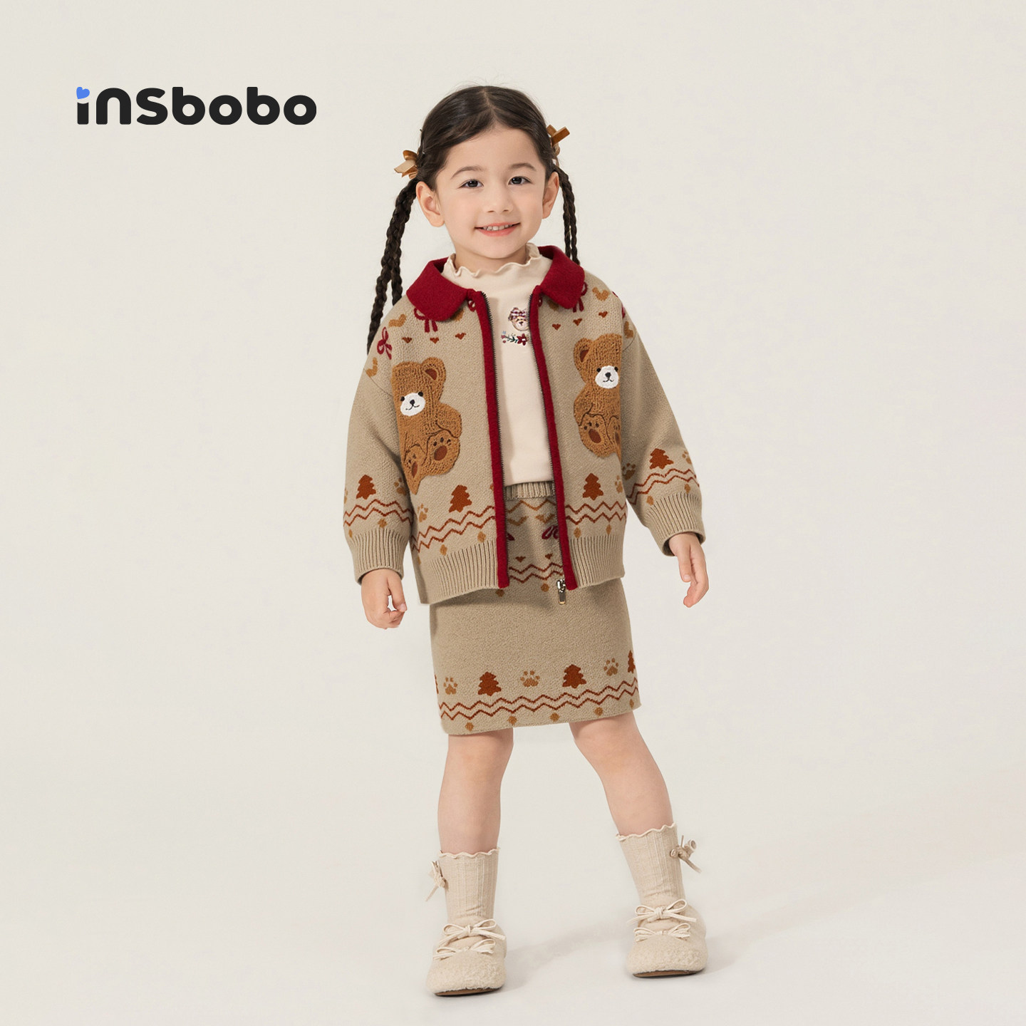 INSbobo童装女童冬装套装儿童毛衣外套半身裙针织衫好看女孩衣服,童装/婴儿装/亲子装,套装,淘宝优惠券,粉丝福利购,淘宝优惠卷