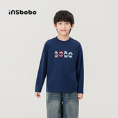 INSbobo童装 男孩女孩衣服 上衣儿童印花t恤衫 女童长袖 t恤春秋新款