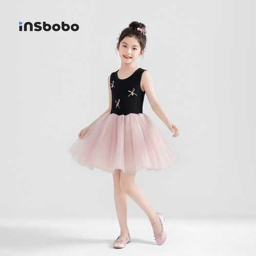 INSbobo儿童裙子蝴蝶结网纱裙