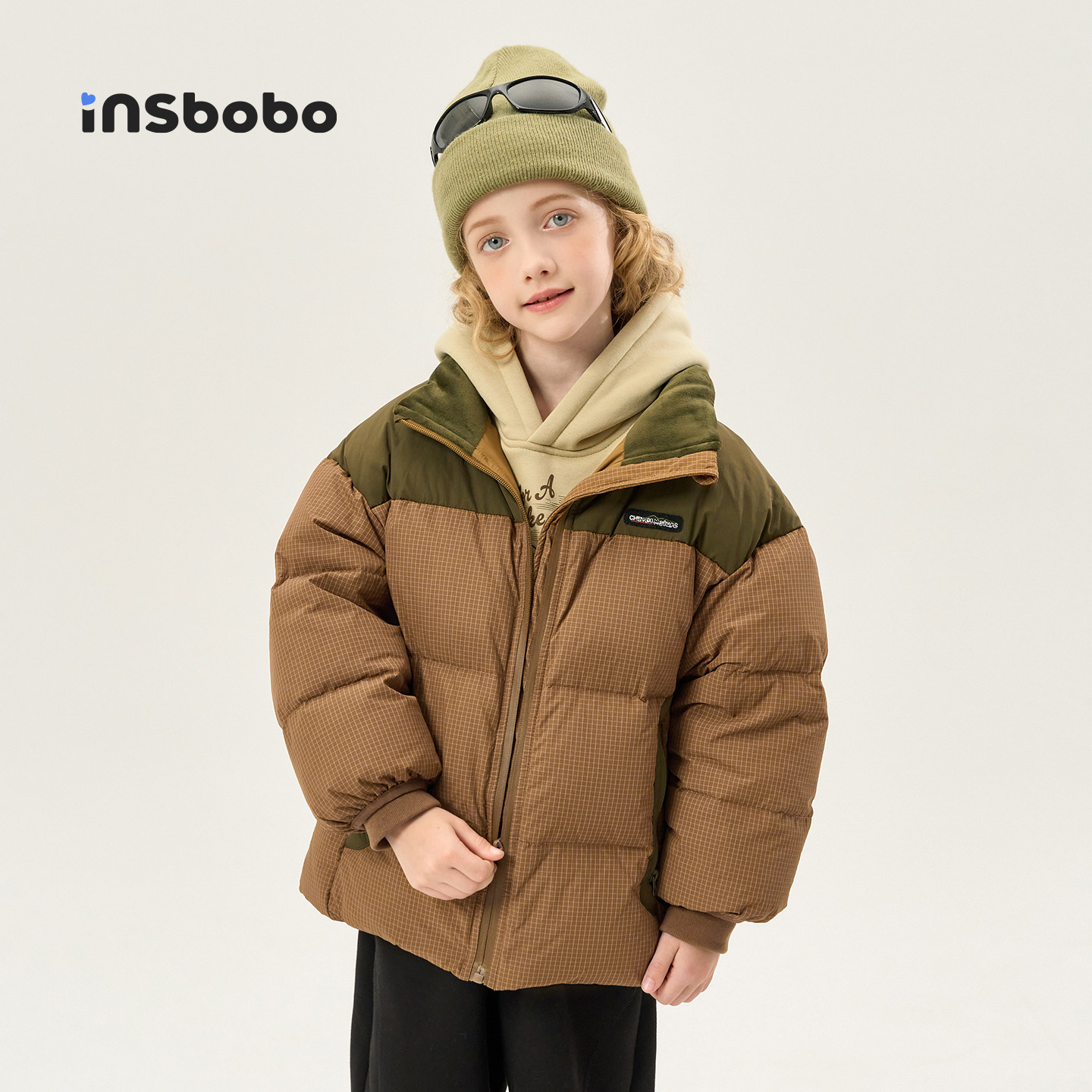 INSbobo儿童撞色立领羽绒服
