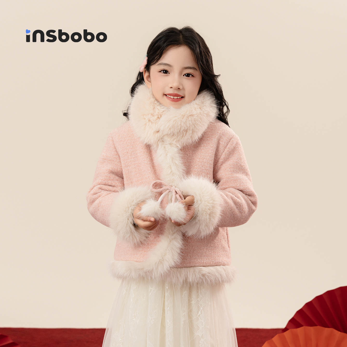 INSbobo儿童唐装新中式毛领唐装