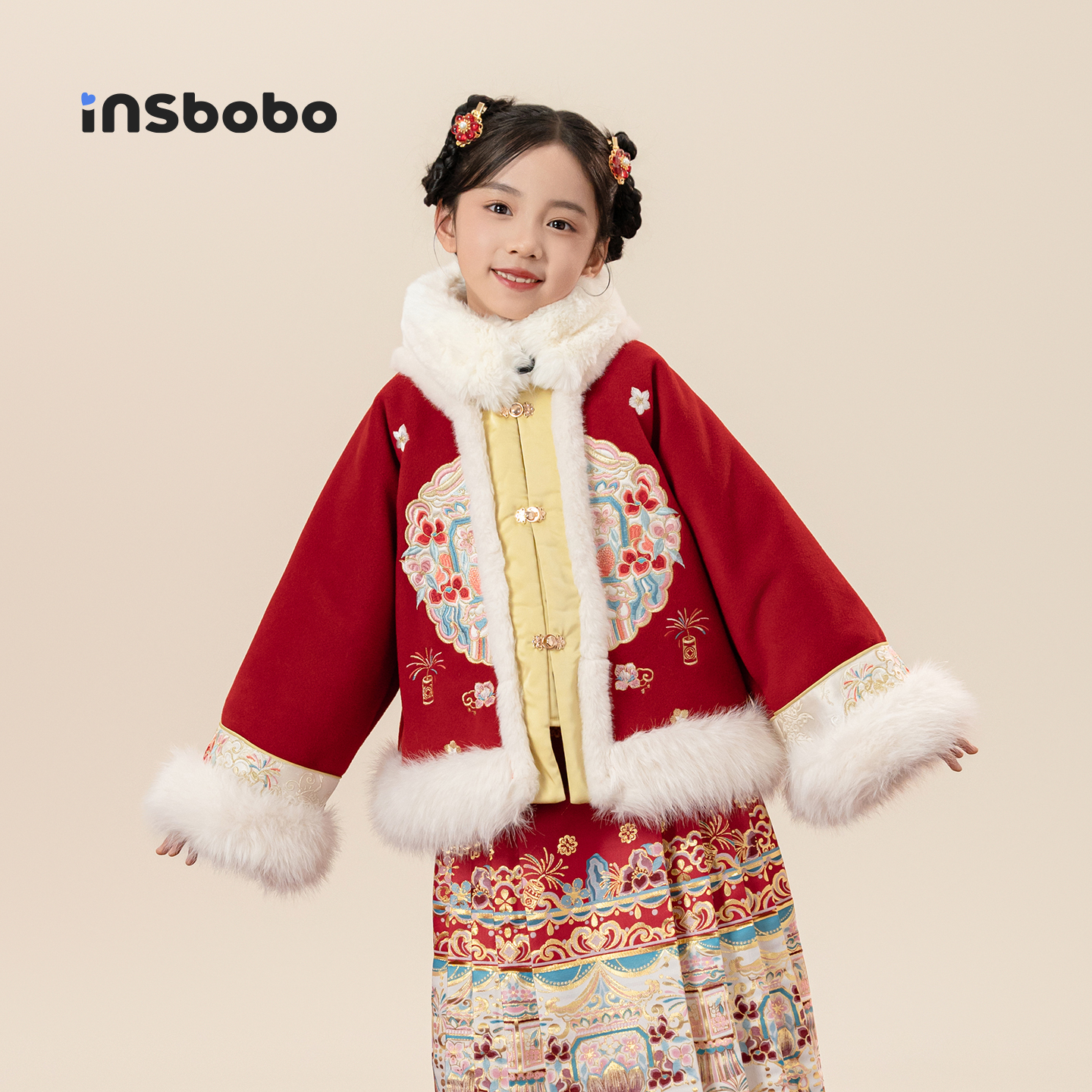 INSbobo儿童唐装国风撞色外套