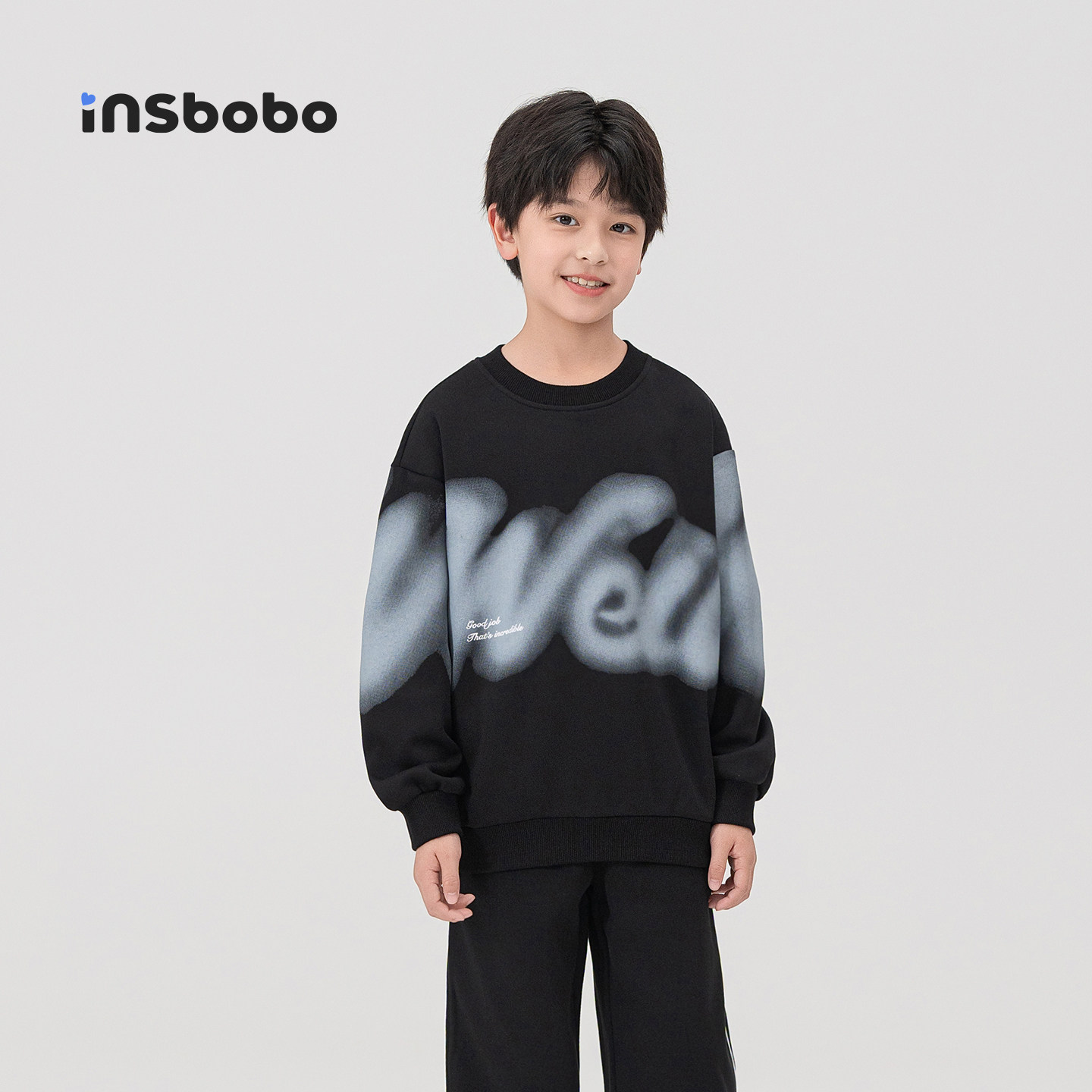 INSbobo儿童休闲字母印花卫衣
