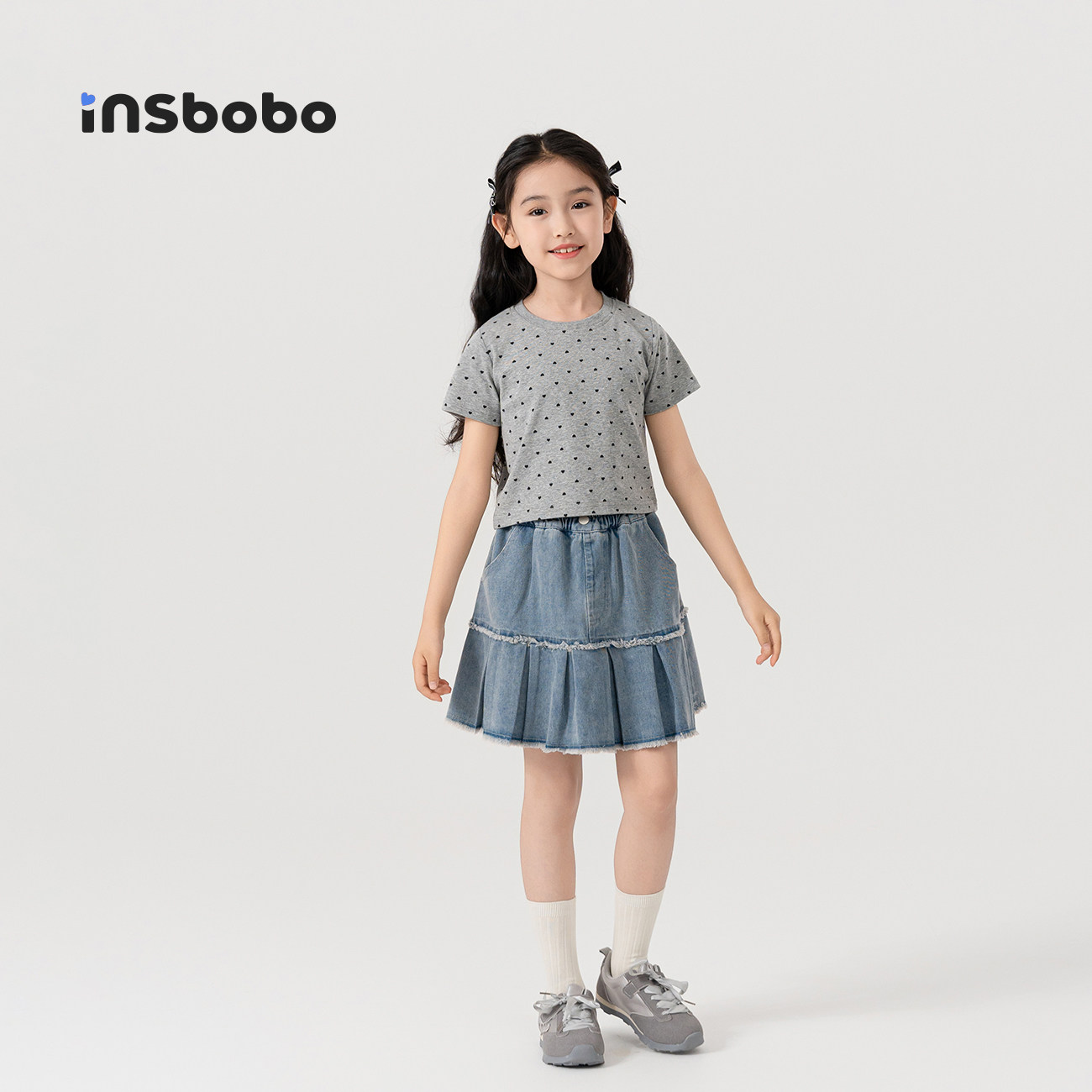 INSbobo童装儿童短袖2025夏季新款上衣超洋气休闲小女孩t恤衫夏季