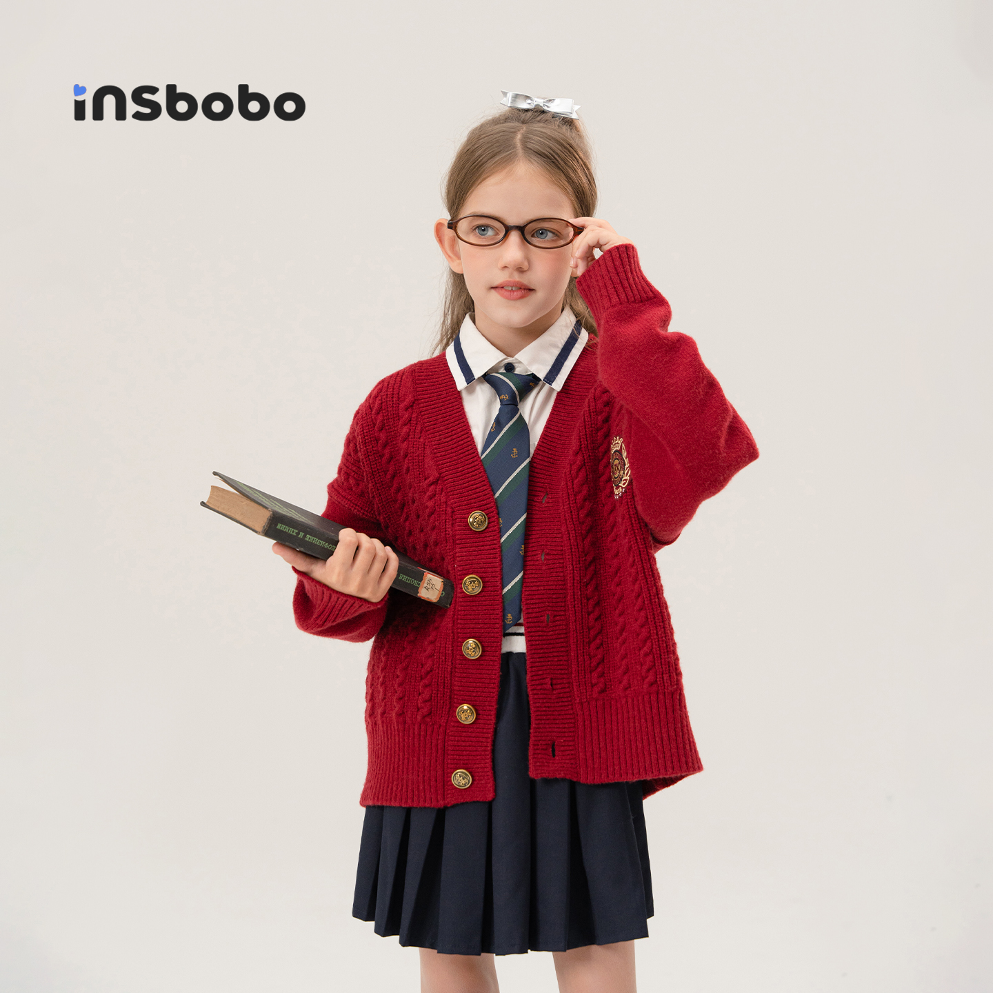 INSbobo儿童毛衣开衫徽章毛衣