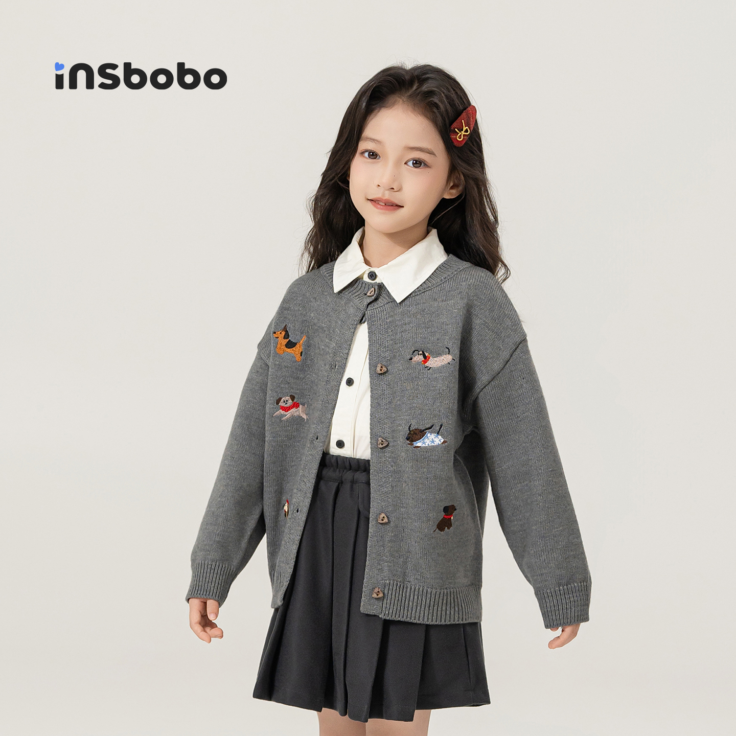 INSbobo儿童毛衣动物绣花开衫