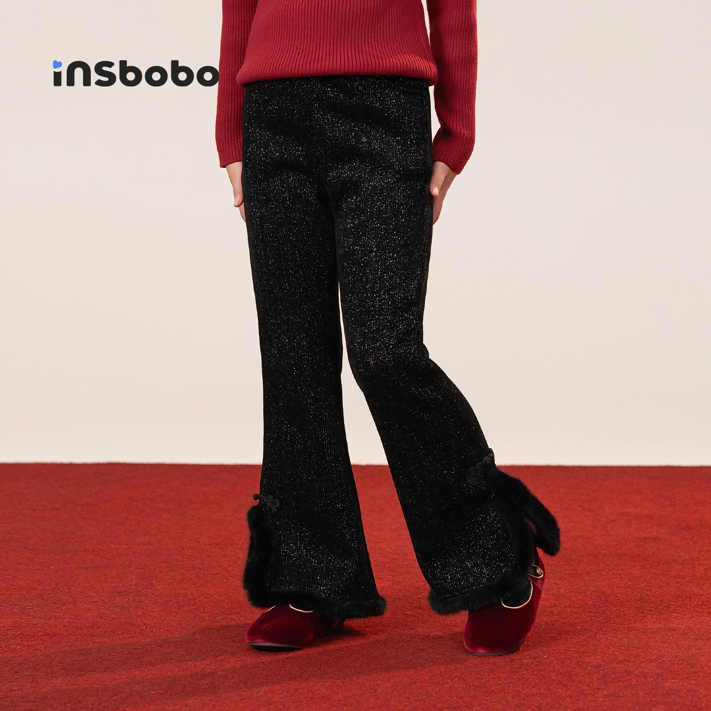 INSbobo儿童裤子休闲毛边休闲裤