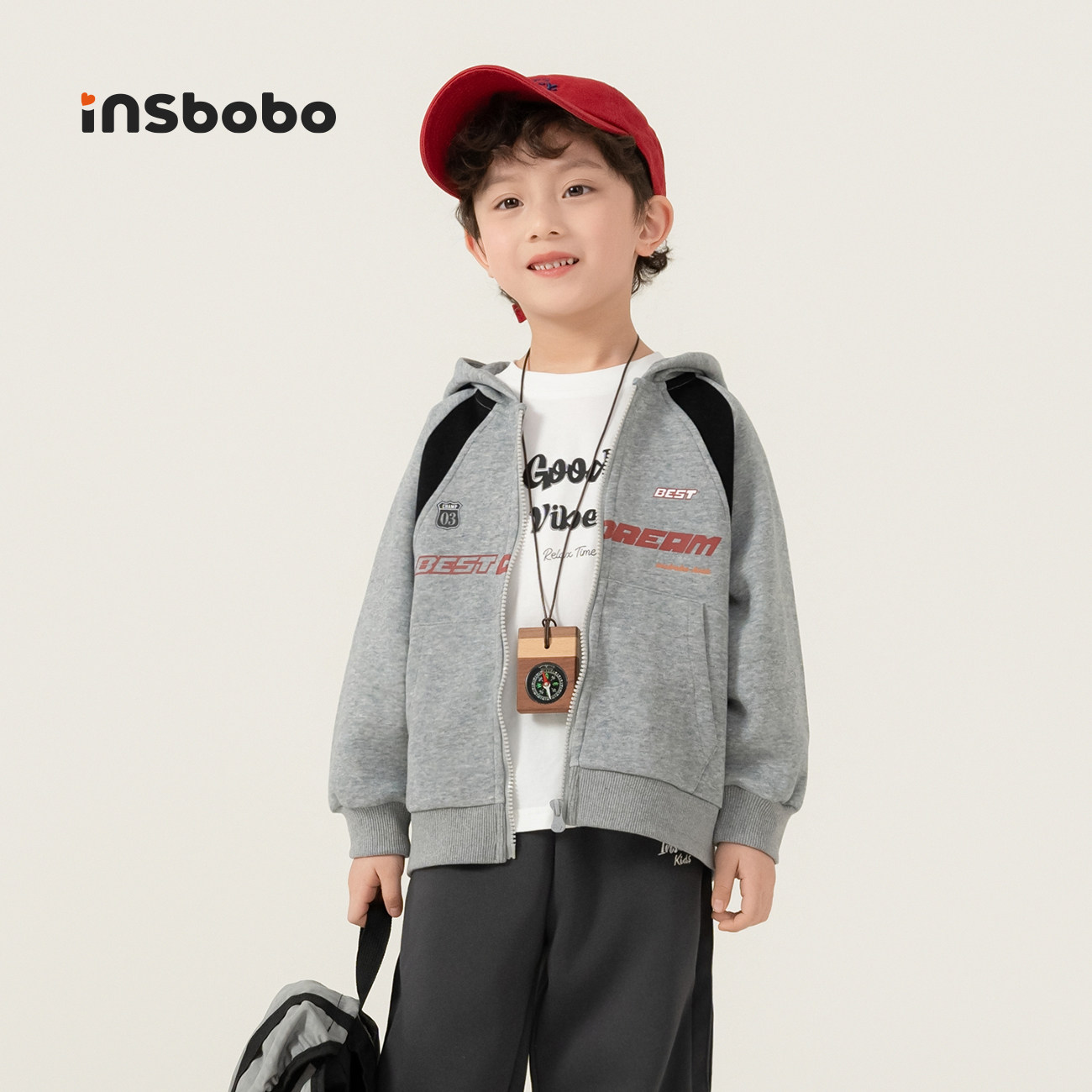 INSbobo儿童外套拼色连帽上衣