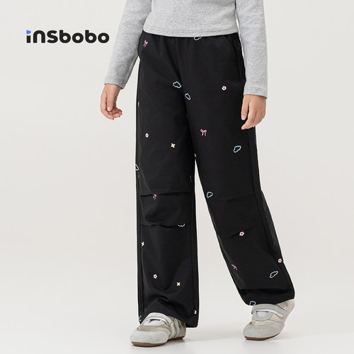 INSbobo儿童裤子休闲绣花工装裤