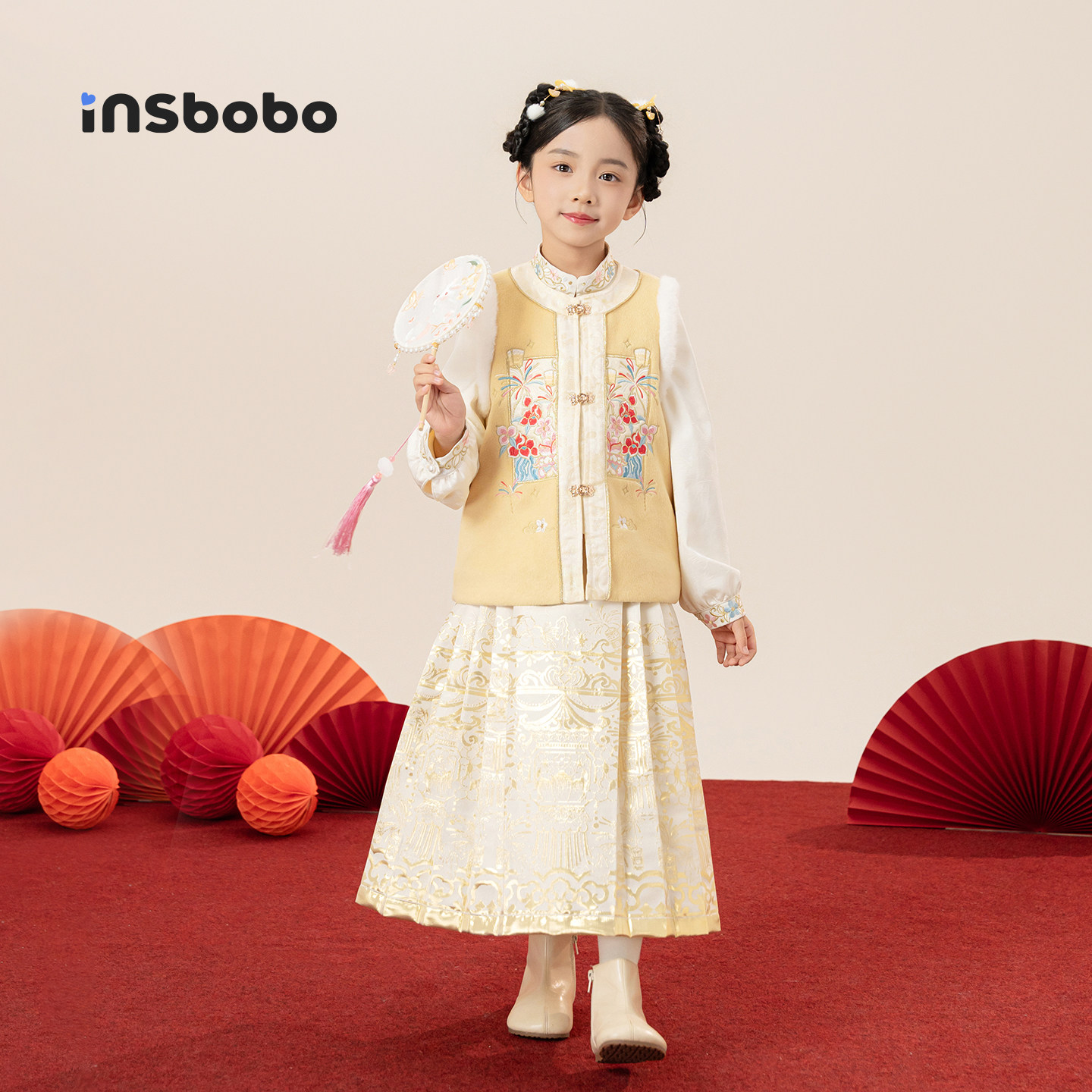 INSbobo儿童唐装国风刺绣马甲