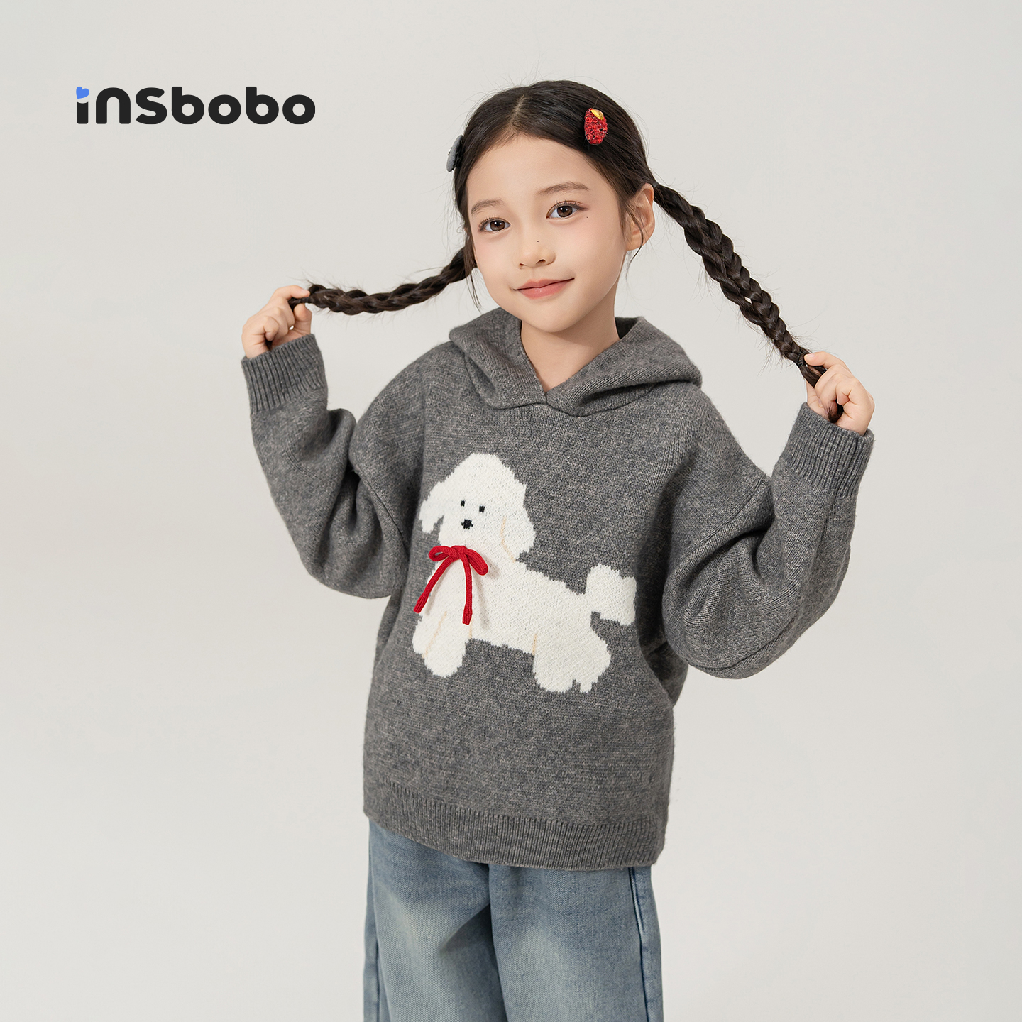 INSbobo儿童毛衣狗狗连帽毛衣