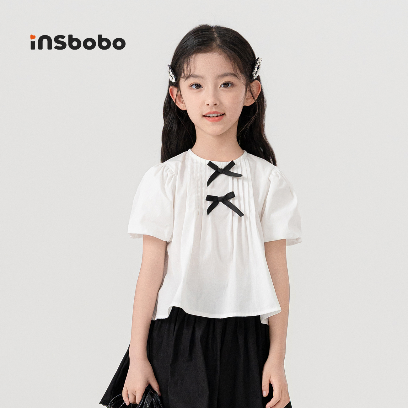 INSbobo儿童衬衫蝴蝶结衬衫