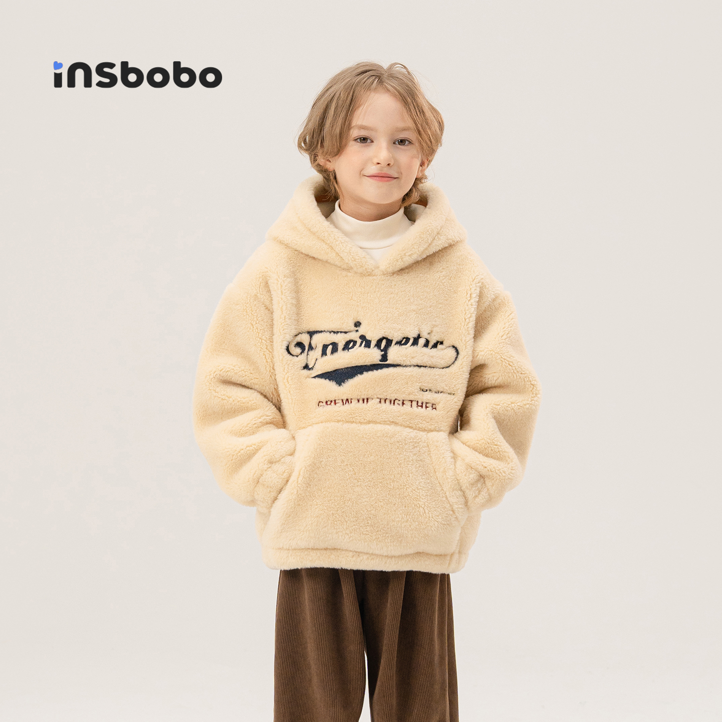 INSbobo儿童字母绣花毛毛卫衣