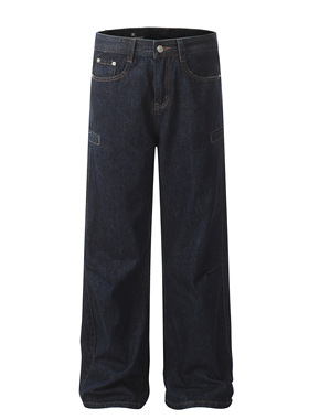 DECEYE澳洲简约复古打褶丹宁牛仔裤男女款休闲百搭潮流宽松阔腿裤