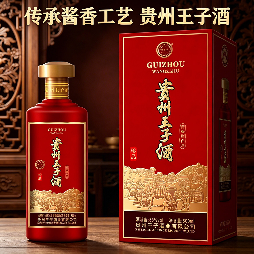 贵州王子酒珍品十二生肖53度酱香型白酒纯粮高粱酒喜宴礼盒装老酒