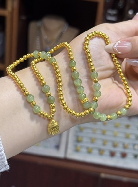 金包银多圈手链diy和田玉圆珠